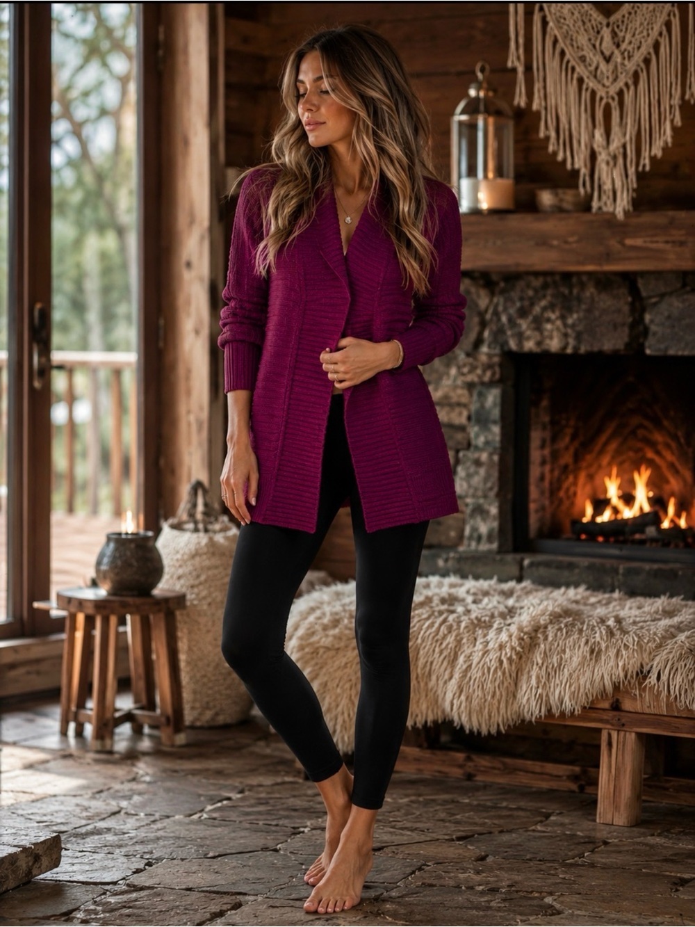 St. John 100% Wool Open-Front Ribbed Knit Cardigan